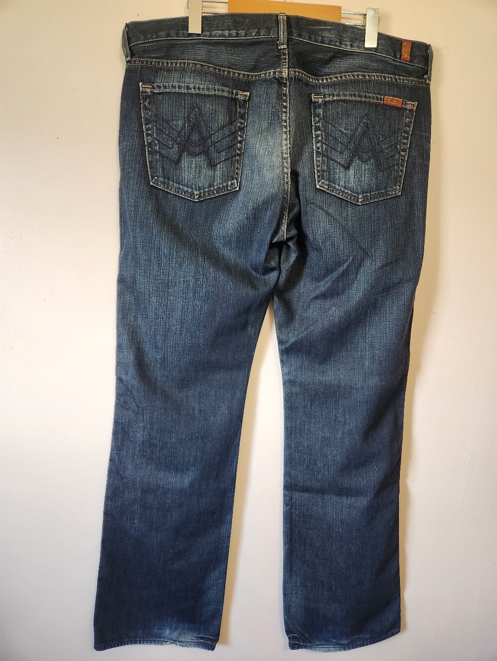 7 For All Mankind "A" Pocket Men's Jeans Sz 38 Made in USA Distressed Bootcut - Picture 3 of 14